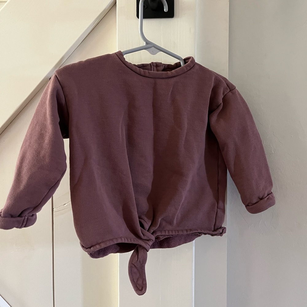 H&M plum colored, tie front sweatshirt, 1 1/2 to 2 year